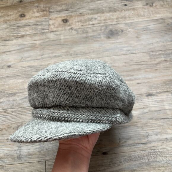 Vintage Barbisio Italy Wool Newsboy Cap Grey Herringbone Cabbie Hat Dark Academi main image 7